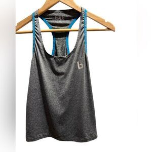 ™ Women’s Gray Racerback Tank with Blue Trim